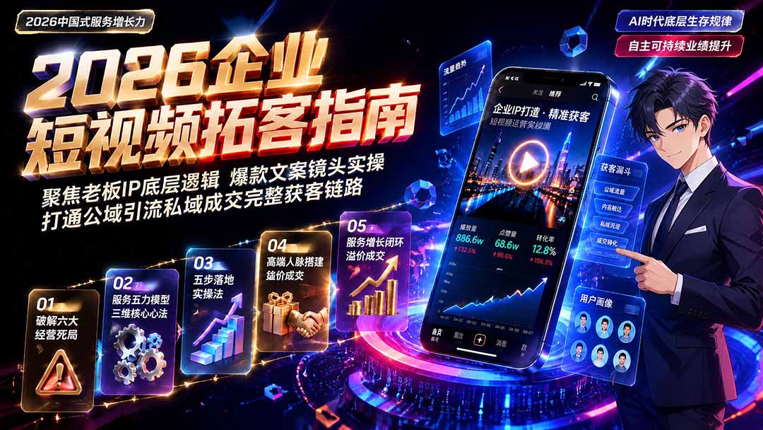 2026AI时代服务增长力实战课-无水印|五力模型三维心法教学,破解门店客源流失低价内卷实现长效业绩增长-白蛇网