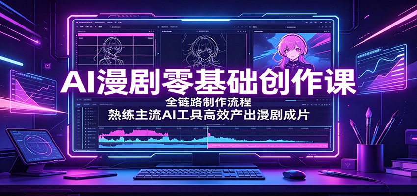 AI漫剧零基础创作课：全链路制作流程，熟练主流AI工具高效产出漫剧成片-白蛇网
