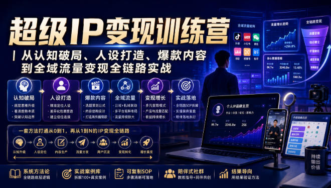 超级IP变现训练营｜从认知破局、人设打造、爆款内容到全域流量变现全链路实战-白蛇网
