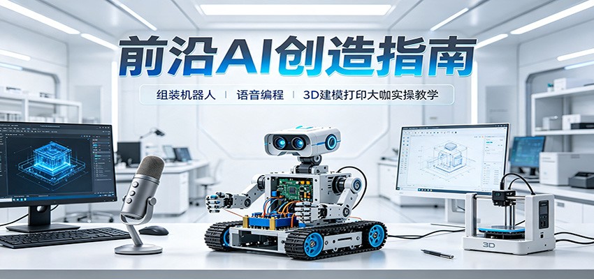前沿AI创造指南：组装机器人、语音编程、3D建模打印大咖实操教学-白蛇网