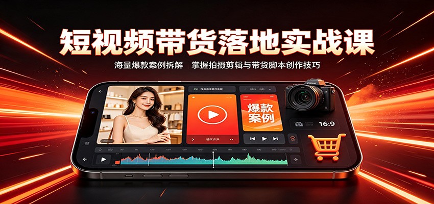 短视频带货落地实战课：海量爆款案例拆解，掌握拍摄剪辑与带货脚本创作技巧-白蛇网