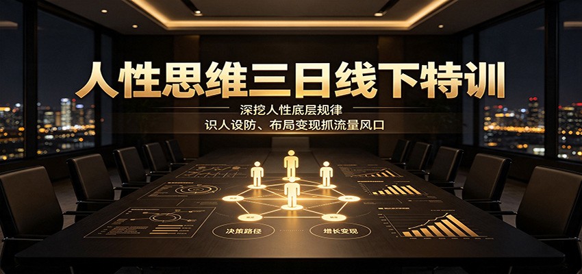 人性思维三日线下特训:深挖人性底层规律,识人设防、布局变现抓流量风口-白蛇网