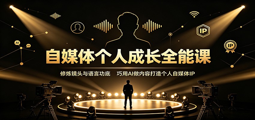 自媒体个人成长全能课：修炼镜头与语言功底，巧用AI做内容打造个人自媒体IP-白蛇网