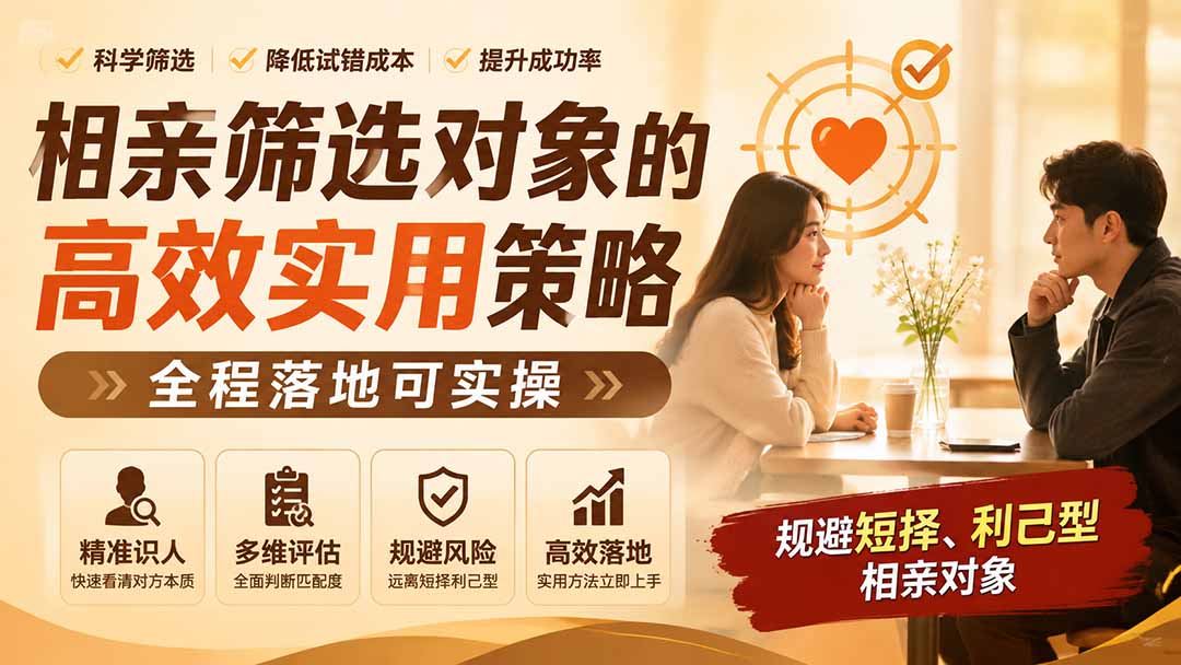 付费文章：相亲筛选对象的高效实用策略，全程落地可实操，规避短择、利己型相亲对象-白蛇网