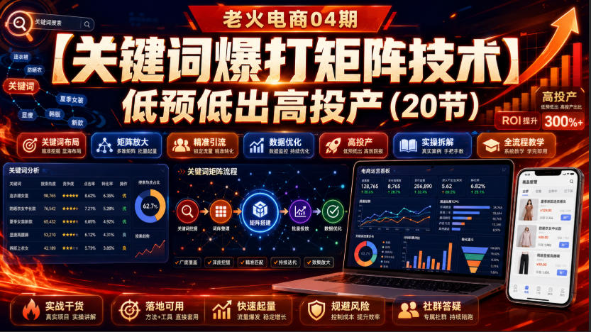 老火电商04期：【关键词爆打矩阵技术】低预低出高投产(20节)-白蛇网