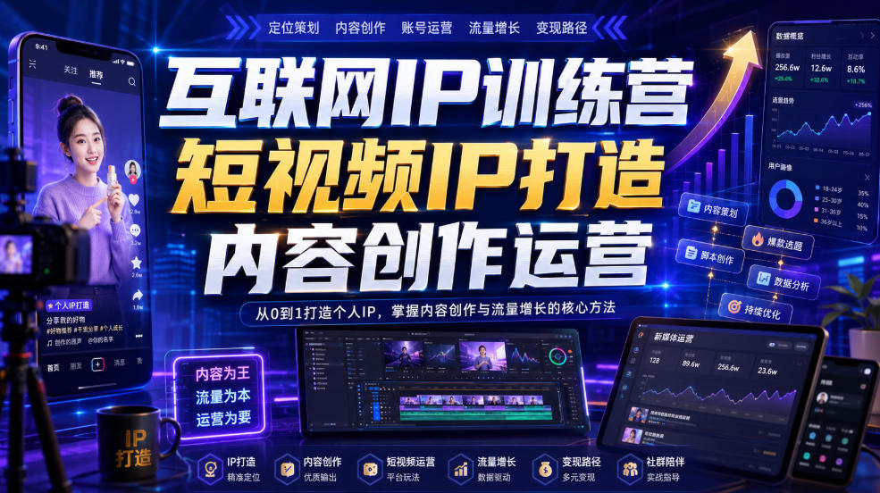 互联网IP训练营，短视频IP打造，内容创作运营-白蛇网