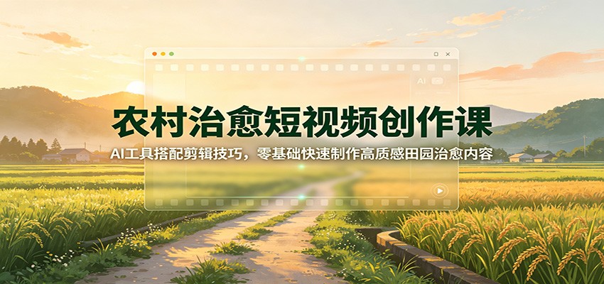 农村治愈短视频创作课：AI工具搭配剪辑技巧，零基础快速制作高质感田园治愈内容-白蛇网