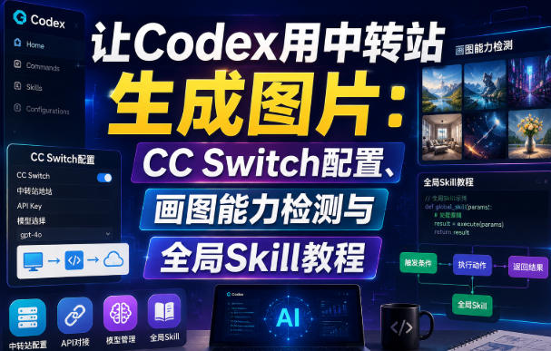 让Codex用中转站生成图片：CC Switch配置、画图能力检测与全局Skill教程-白蛇网