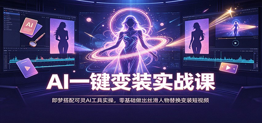 AI一键变装实战课：即梦搭配可灵AI工具实操，零基础做出丝滑人物替换变装短视频-白蛇网