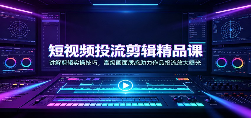 短视频投流剪辑精品课：讲解剪辑实操技巧，高级画面质感助力作品投流放大曝光-白蛇网