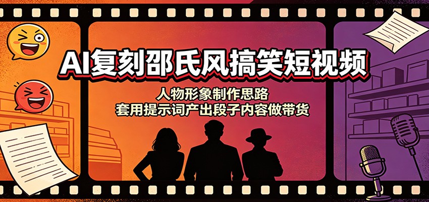 AI复刻邵氏风搞笑短视频：人物形象制作思路，套用提示词产出段子内容做带货-白蛇网