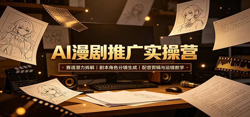 AI漫剧推广实操营：赛道潜力拆解，剧本角色分镜生成，配音剪辑与运镜教学-白蛇网
