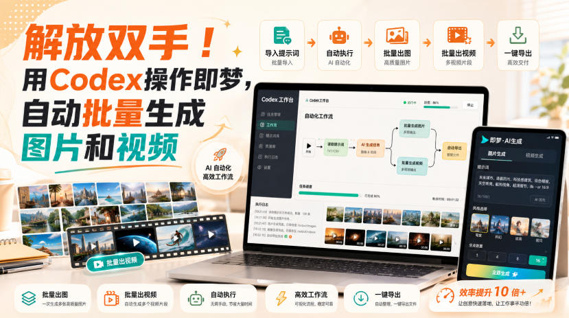 解放双手！用Codex操作即梦，自动批量生成图片和视频-白蛇网