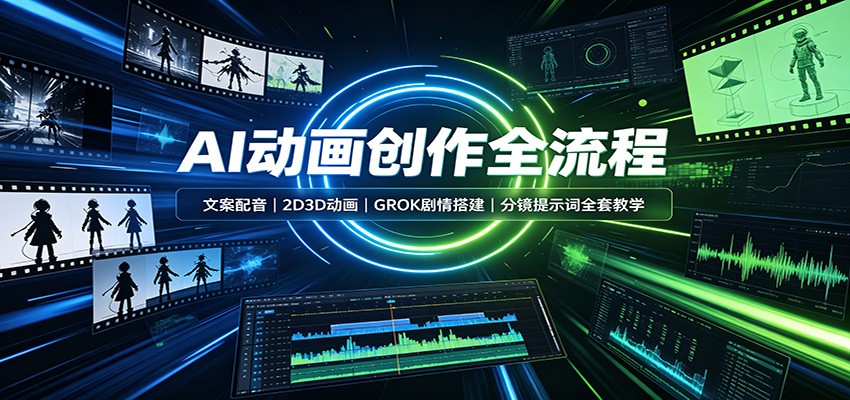 AI动画创作全流程：文案配音，2D3D动画，GROK剧情搭建，分镜提示词全套教学-白蛇网