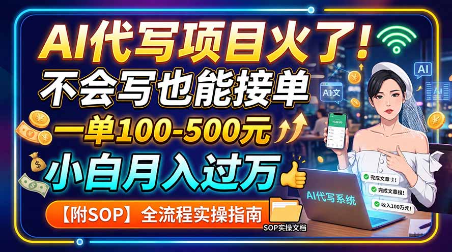AI代写项目火了！不会写也能接单，一单100-500元，小白月入过万【附SOP】-白蛇网