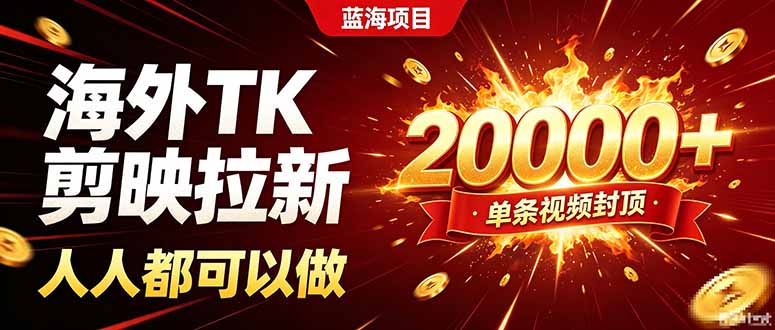 海外TK拉新新玩法，剪映就能做，不用经验不用粉丝，单条视频收益上限20000+-白蛇网
