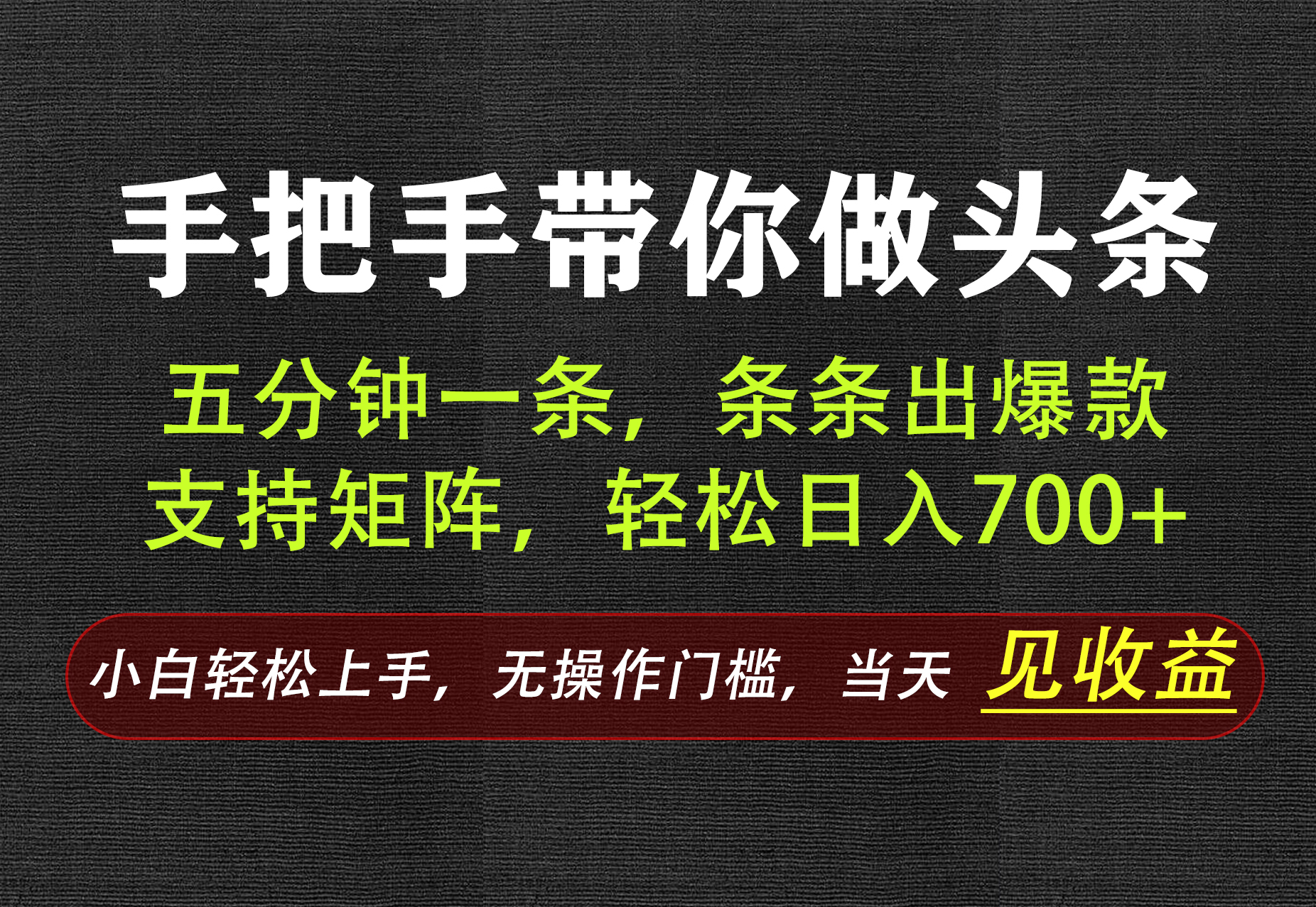 AI写作,手把手带你做头条,每天十几分钟,轻松日入700+-白蛇网