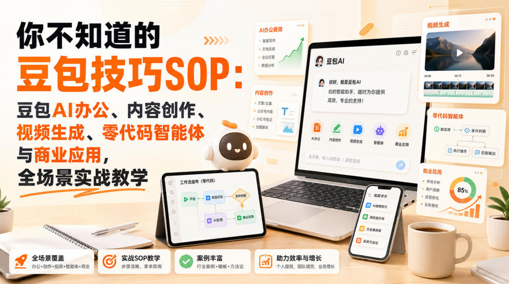 你不知道的豆包技巧SOP：豆包AI办公、内容创作、视频生成、零代码智能体与商业应用，全场景实战教学-白蛇网