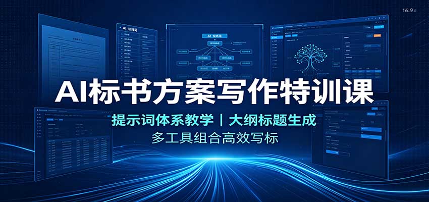 AI标书方案写作特训课：提示词体系教学，大纲标题生成，多工具组合高效写标-白蛇网