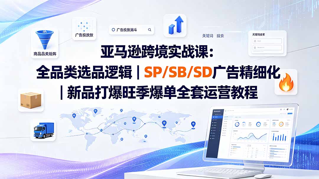 亚马逊跨境实战课-更新8月:全品类选品逻辑|SP/SB/SD广告精细化|新品打爆旺季爆单全套运营教程-白蛇网