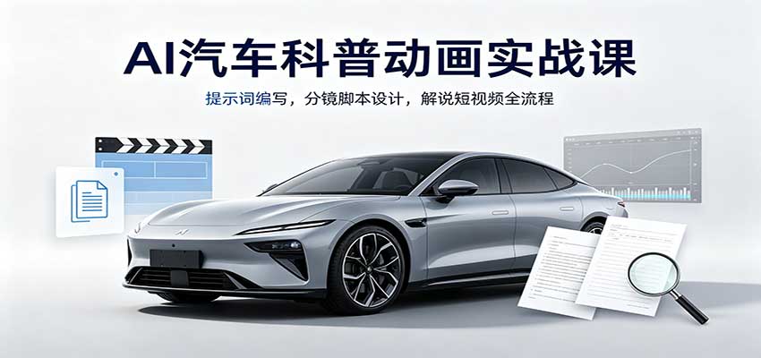 AI汽车科普动画实战课:提示词编写,分镜脚本设计,解说短视频全流程-白蛇网
