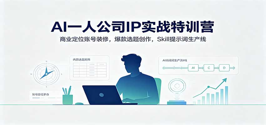 AI一人公司IP实战特训营:商业定位账号装修,爆款选题创作,Skill提示词生产线-白蛇网
