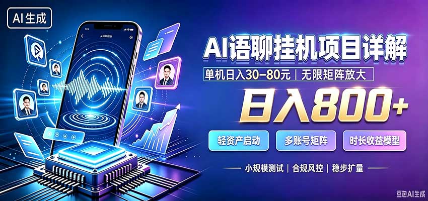 AI语聊挂机,日入800+,适用个人副业,工作室矩阵操作-白蛇网