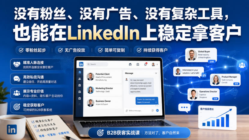 没有粉丝、没有广告、没有复杂工具，也能在LinkedIn上稳定拿客户【原创双语字幕】-白蛇网