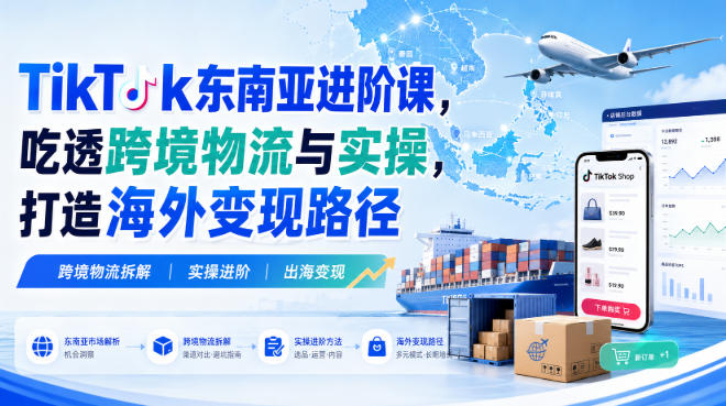 TikTok东南亚进阶课,吃透跨境物流与实操,打造海外变现路径-白蛇网