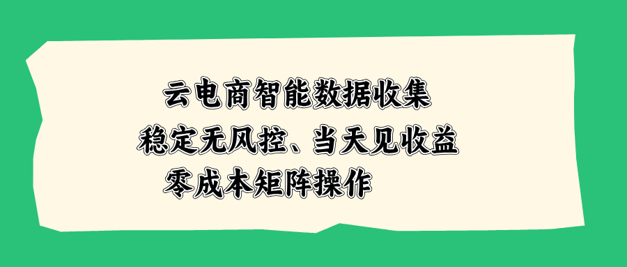 云电商智能数据收集,稳定无风控,当天见收益,零成本矩阵操作-白蛇网