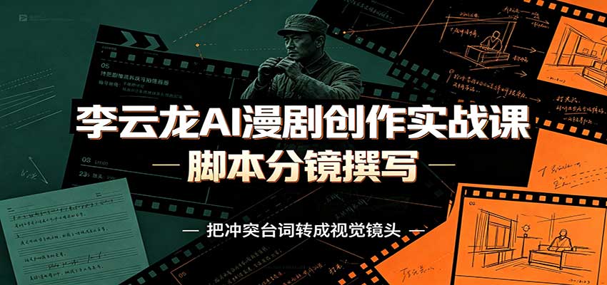 李云龙AI漫剧创作实战课：角色人设还原，脚本分镜撰写，AI漫剧成片完整制作教学-白蛇网