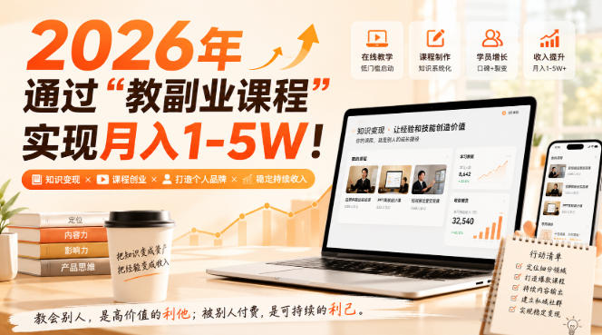 2026年通过“教副业课程”实现月入1-5W！毫无保留的全部教给你，长期稳定【揭秘】-白蛇网