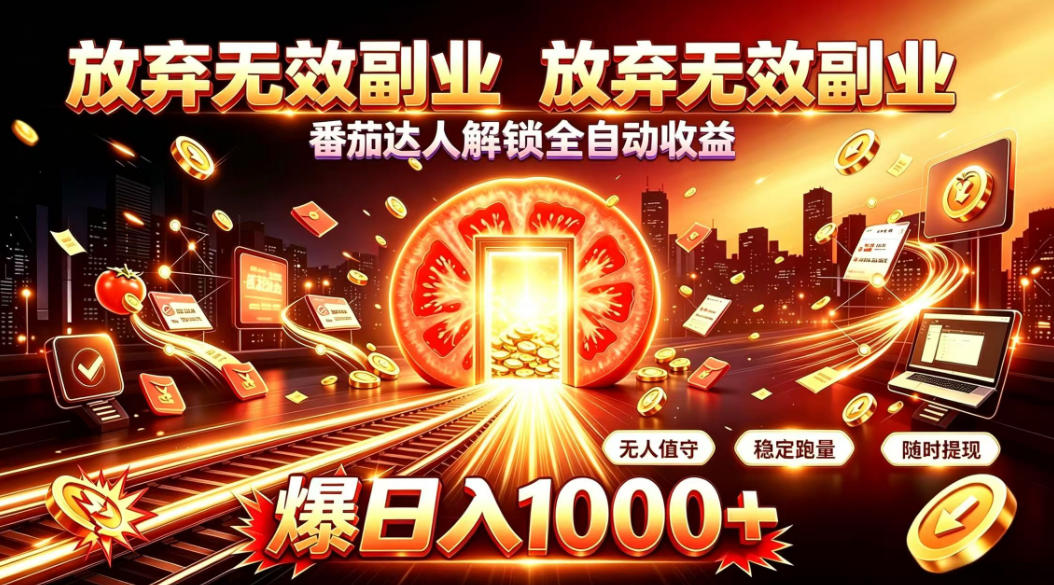 放弃无效副业，番茄达人解锁全自动收益，日入1k+，门槛最低的线上轻资产项目【揭秘】-白蛇网