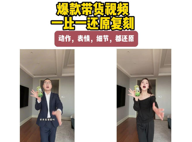 AI带货视频复刻，一比一还原加二创，动作，表情，细节，都还原，新手也能直接套用-白蛇网