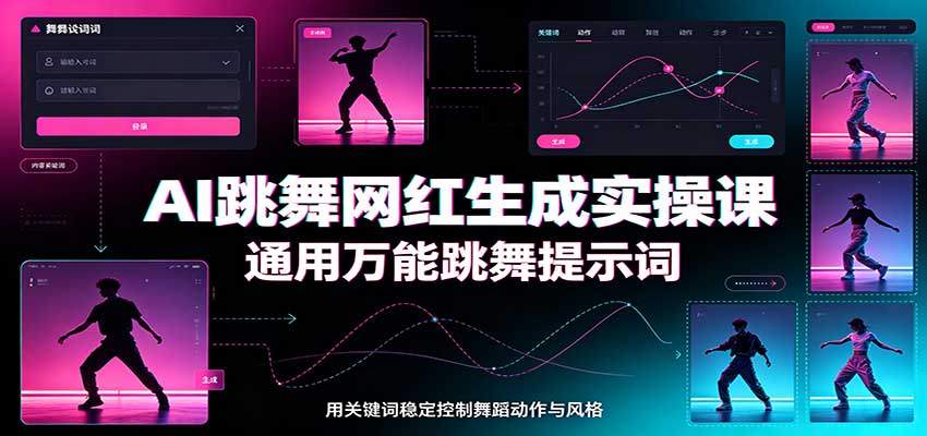AI跳舞网红生成实操课：通用万能跳舞提示词，多模型适配，人物舞蹈视频制作全套教学-白蛇网