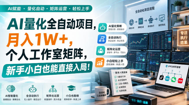 AI量化全自动项目，月入1W+，个人工作室矩阵，新手小白也能直接入局！【揭秘】-白蛇网