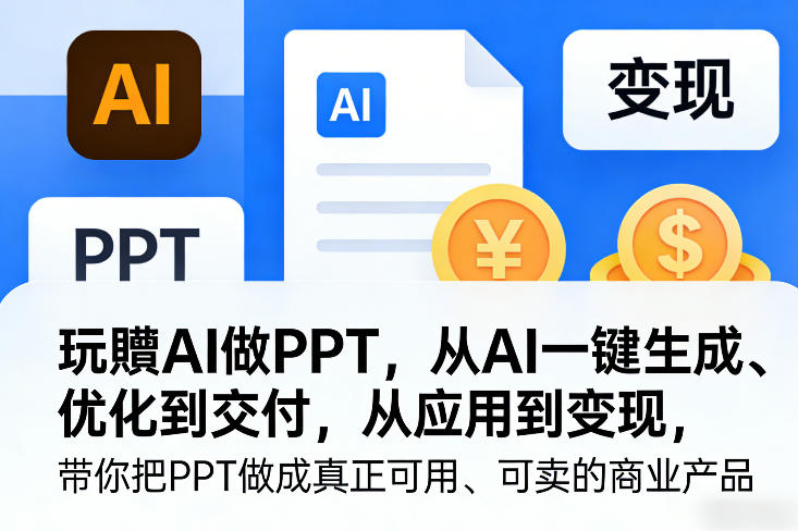 玩賺AI做PPT,从AI一键生成、优化到交付,从应用到变现,带你把PPT做成真正可用、可卖的商业产品(更新0904)-白蛇网
