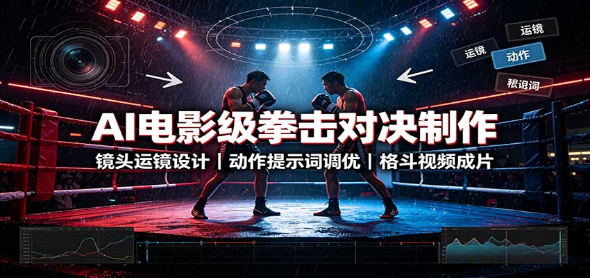 AI电影级拳击对决制作:镜头运镜设计,动作提示词调优,格斗视频成片-白蛇网