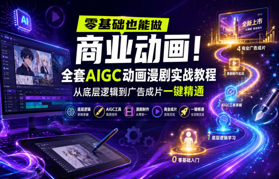 零基础也能做商业动画！全套AIGC动画漫剧实战教程，从底层逻辑到广告成片一键精通(更新0905)-白蛇网