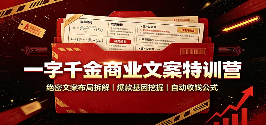 一字千金商业文案特训营：绝密文案布局拆解，爆款基因挖掘，自动收钱公式-白蛇网