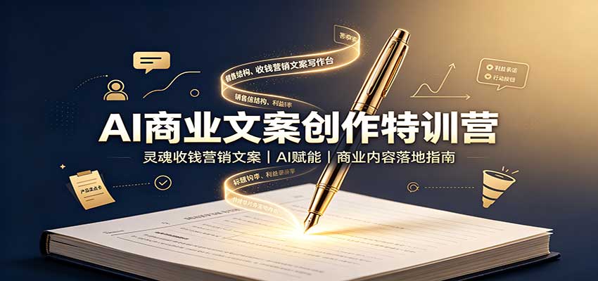 AI商业文案创作特训营：灵魂收钱营销文案，AI赋能，商业内容落地指南-白蛇网